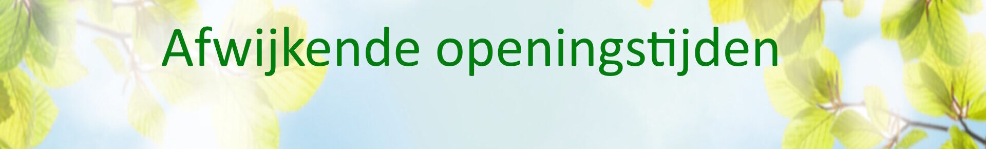 2025 afwijkende openingstijden