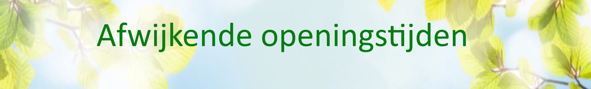 2025 afwijkende openingstijden